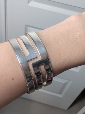 Rustic Cuff Silver Geometric Cutout Cuff Bracelet